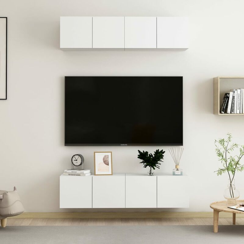 

Muebles para TV 4 uds aglomerado blanco 60x30x30 cm
