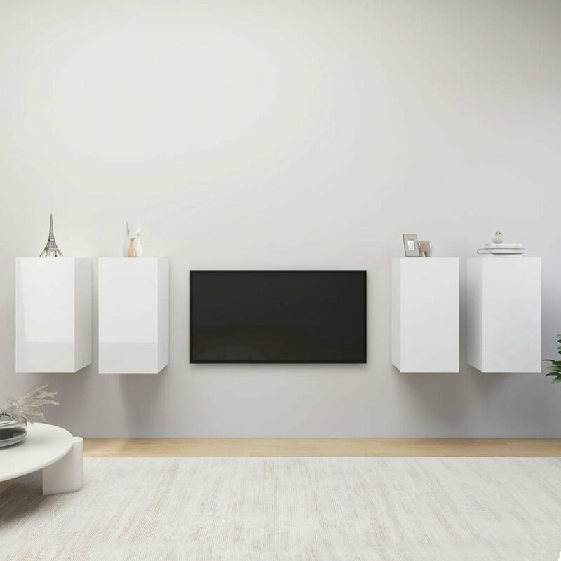 

Muebles para TV 4 uds aglomerado blanco brillante 30,5x30x60 cm