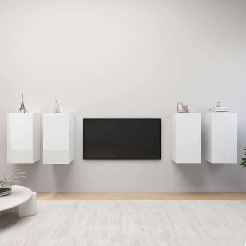 

Muebles para TV 4 uds aglomerado blanco brillante 30,5x30x60 cm