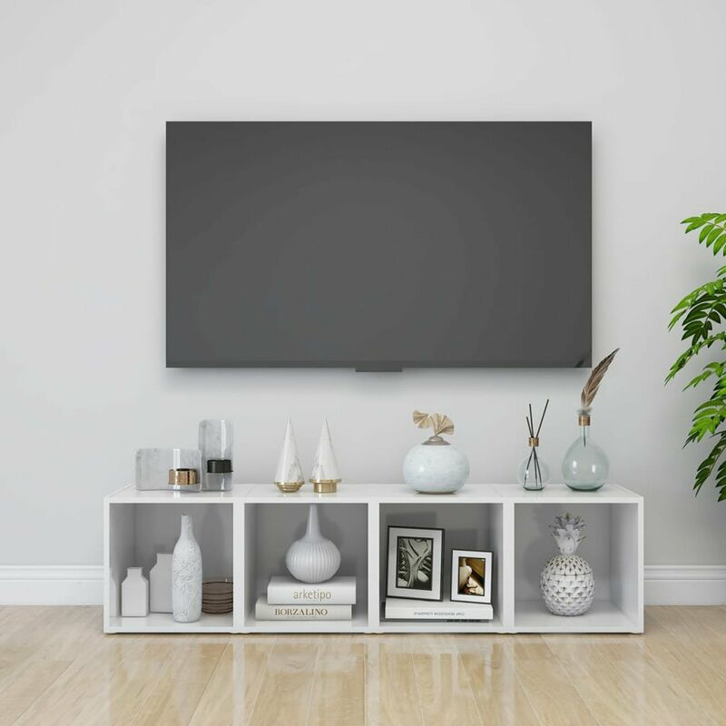 

Muebles para TV 4 uds aglomerado blanco brillante 37x35x37 cm