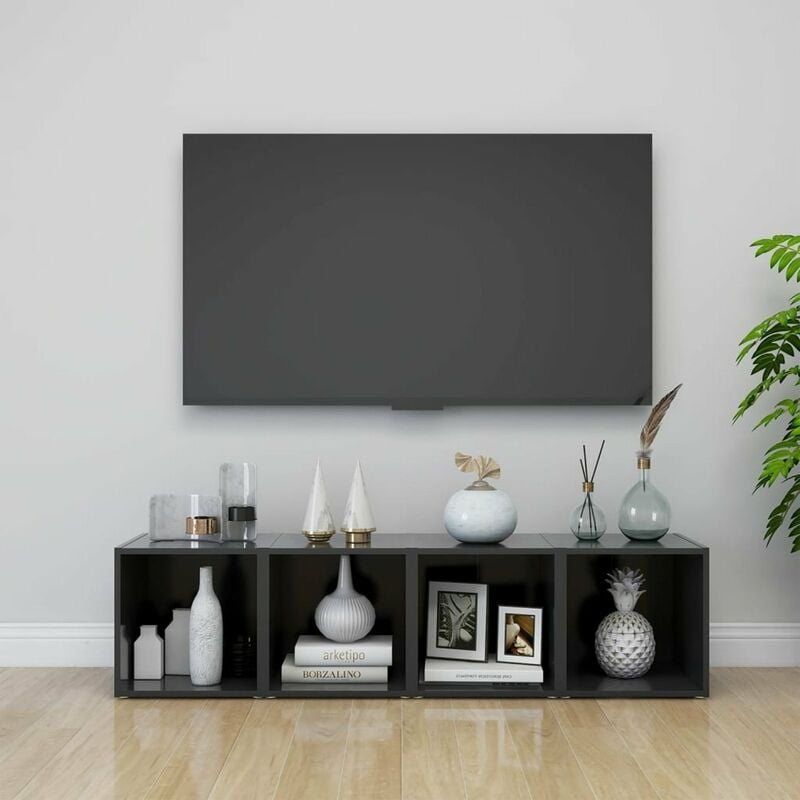 

Happyshopping - Muebles para TV 4 uds aglomerado gris 37x35x37 cm
