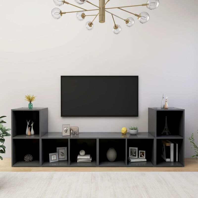 

Muebles para TV 4 uds aglomerado gris 72x35x36,5 cm