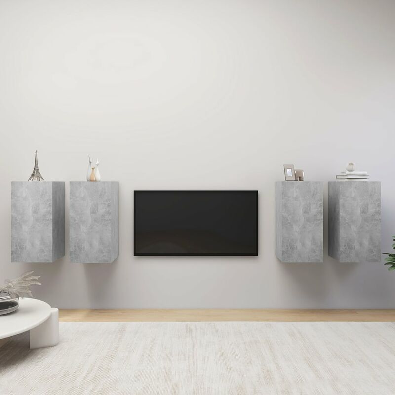 

Muebles para TV 4 uds aglomerado gris hormigón 30,5x30x60 cm