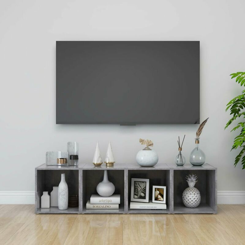 

Muebles para TV 4 uds aglomerado gris hormigon 37x35x37 cm