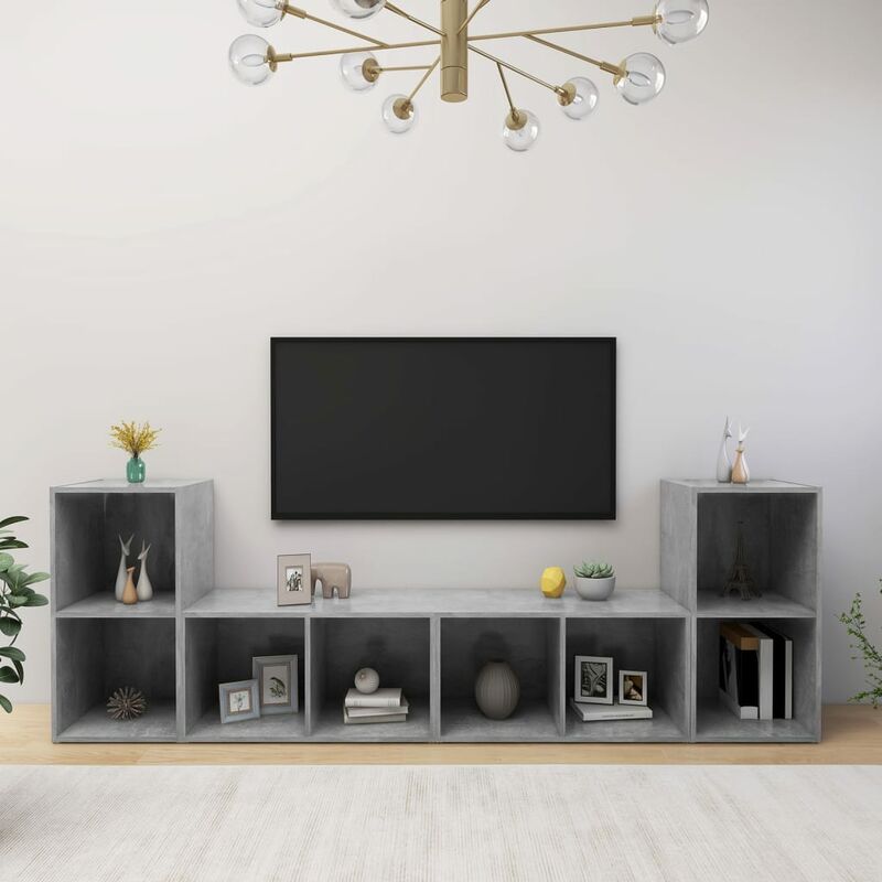

Muebles para TV 4 uds aglomerado gris hormigón 72x35x36,5 cm