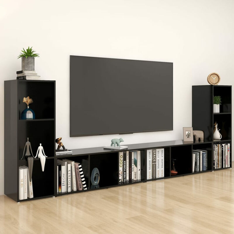 

Muebles para TV 4 uds aglomerado negro 107x35x37 cm