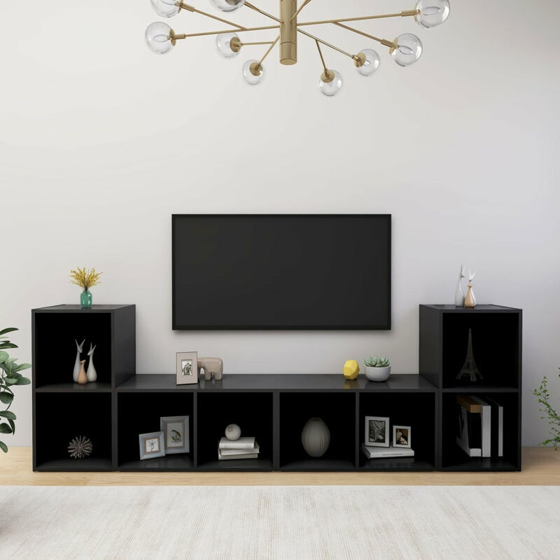 

Muebles para TV 4 uds aglomerado negro 72x35x36,5 cm