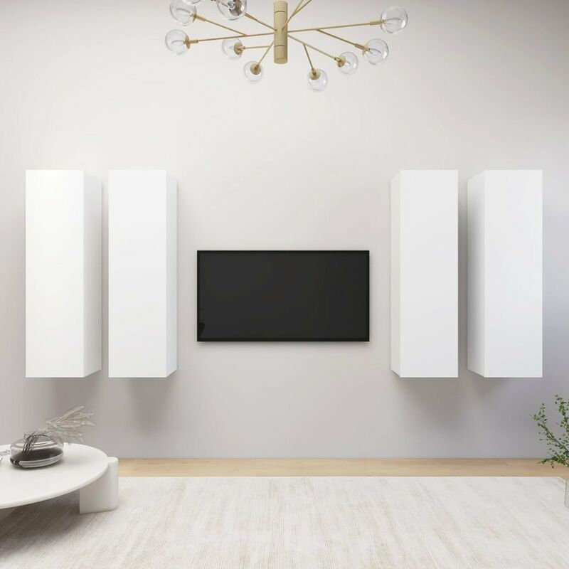 

Muebles para TV 4 unidades aglomerado blanco 30,5x30x110 cm