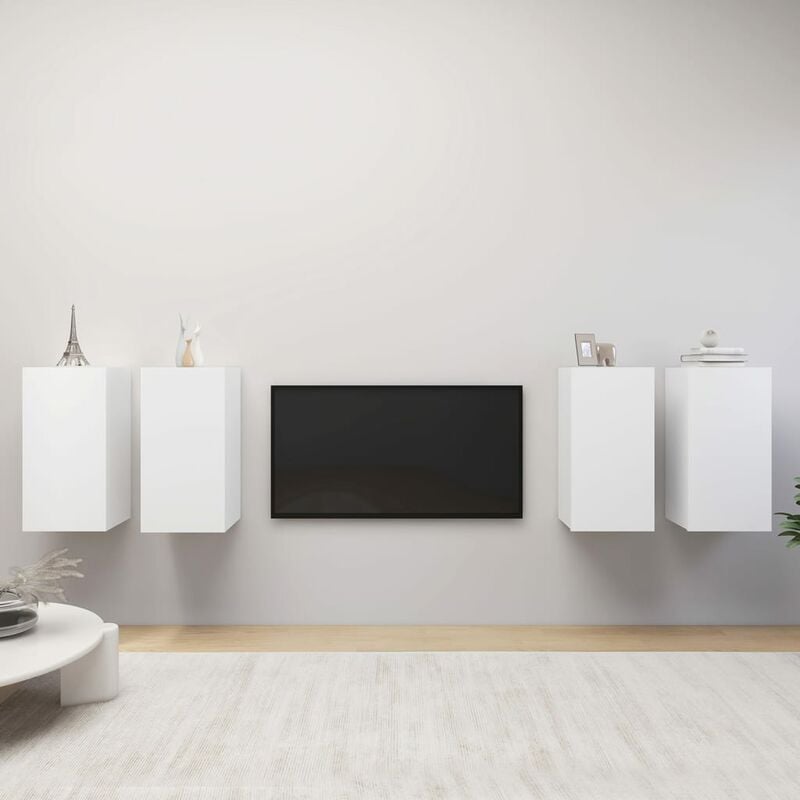 

Muebles para TV 4 unidades aglomerado blanco 30,5x30x60 cm