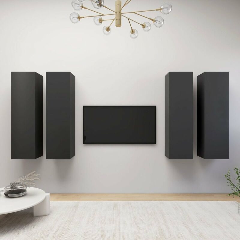 

Muebles para TV 4 unidades aglomerado gris 30,5x30x110 cm