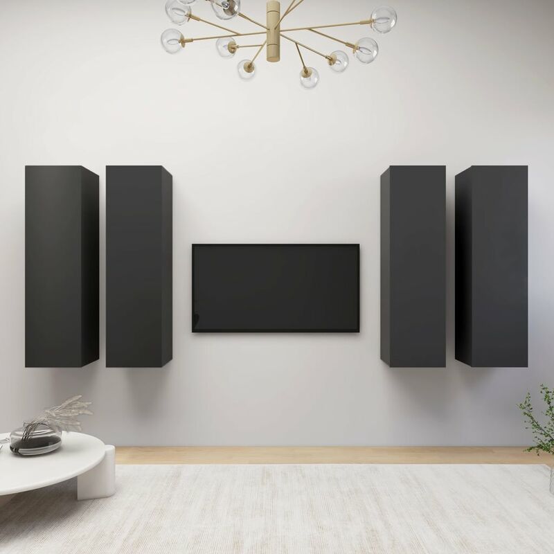 

Muebles para TV 4 unidades aglomerado gris 30,5x30x110 cm