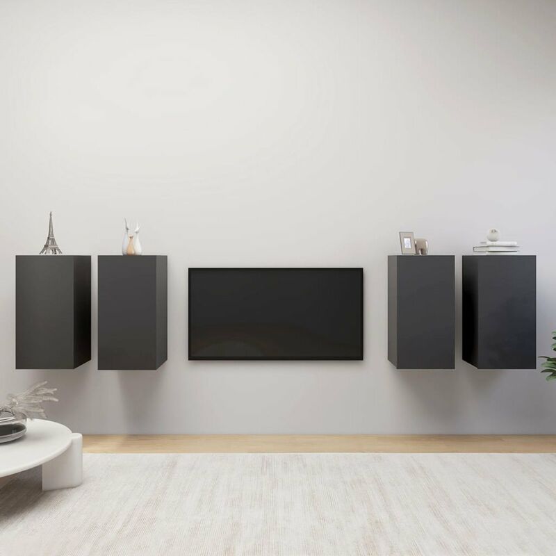 

Muebles para TV 4 unidades aglomerado gris 30,5x30x60 cm