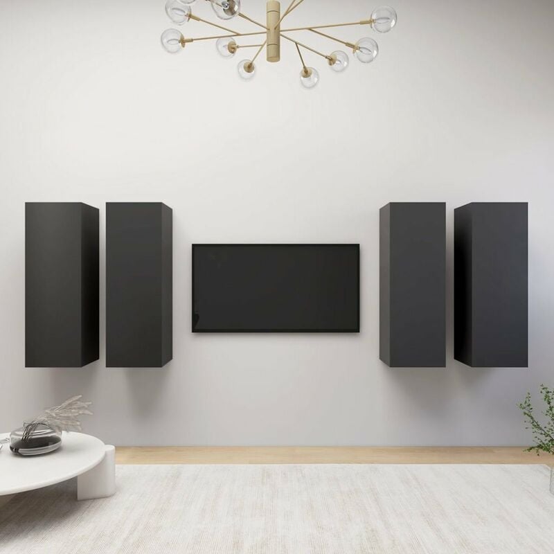 

Muebles para TV 4 unidades aglomerado gris 30,5x30x90 cm