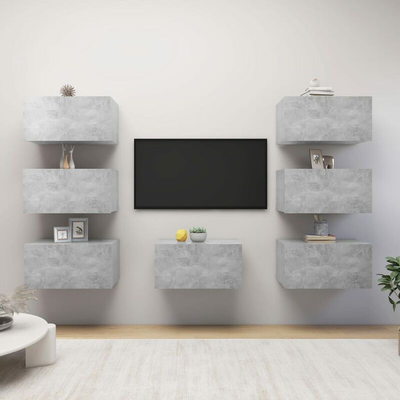 

Muebles para TV 7 uds aglomerado gris hormigón 30,5x30x60 cm