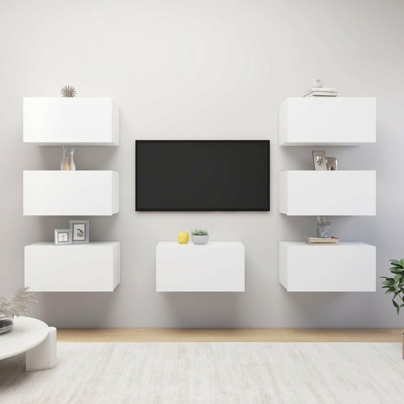 

Muebles para TV 7 unidades aglomerado blanco 30,5x30x60 cm