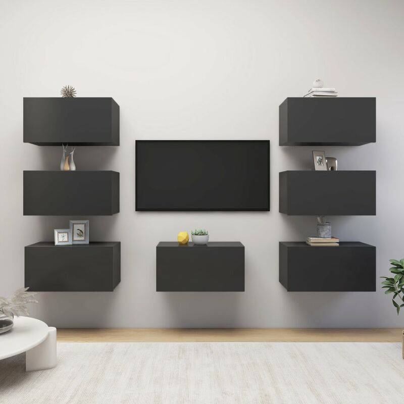 

Muebles para TV 7 unidades aglomerado gris 30,5x30x60 cm