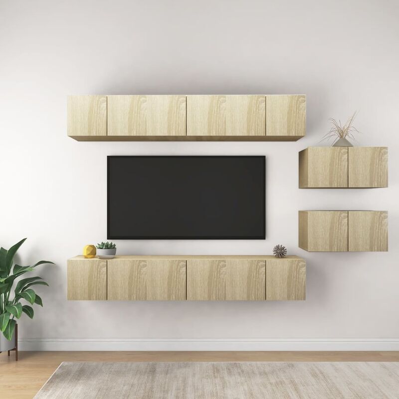 

Muebles para TV 8 piezas aglomerado color roble Sonoma