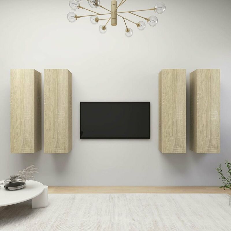

Muebles para TV aglomerado 4 uds roble Sonoma 30,5x30x110 cm
