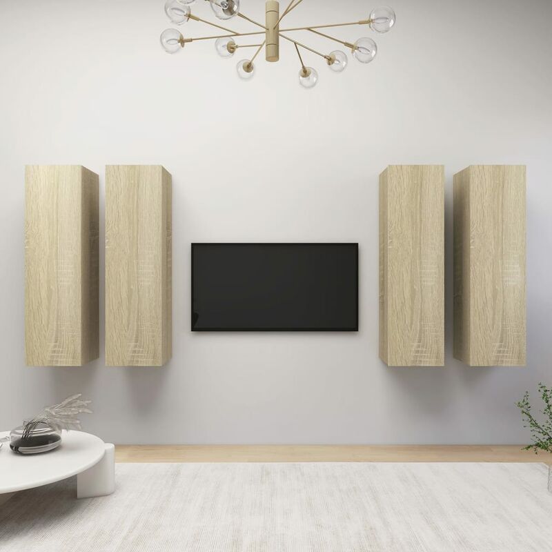 

Muebles para TV aglomerado 4 uds roble Sonoma 30,5x30x110 cm