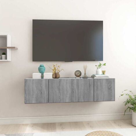 Muebles para TV colgantes 2 uds madera gris  60x30x30 cm