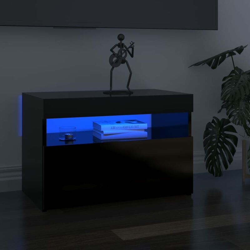 

Muebles para TV con luces LED 2 uds negro brillante 60x35x40 cm