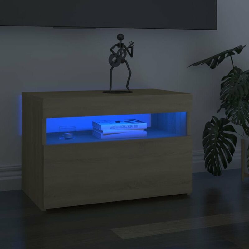 

Muebles para TV con luces LED 2 uds roble Sonoma 60x35x40 cm