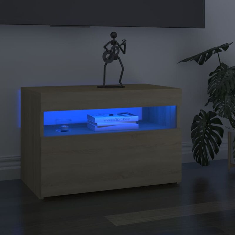 

Muebles para TV con luces LED 2 uds roble Sonoma 60x35x40 cm