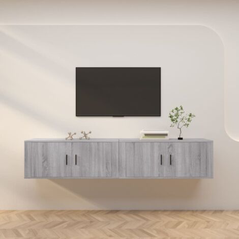 Muebles para TV de pared 2 uds gris 100x34,5x40 cm