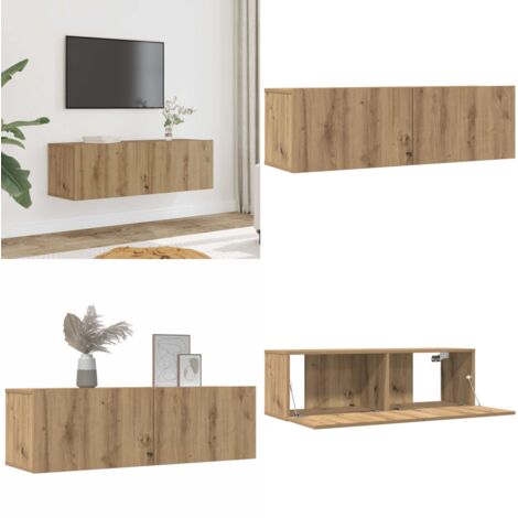 Muebles para TV de pared 2 uds roble artesanal 100x30x30 cm - Muebles de pared - Muebles de madera