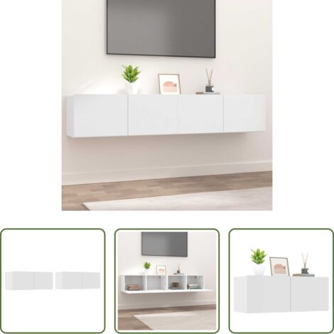Muebles para TV -  Muebles para TV 2 uds madera de ingeniería blanco 80x30x30 cm