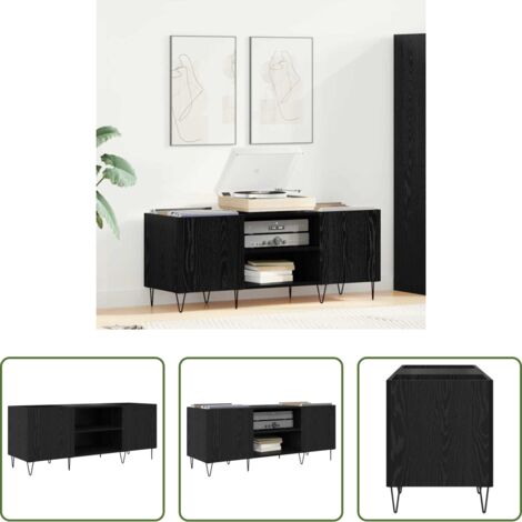 Muebles para vinilos -  Mueble para discos de vinilo Roble Negro 121 x 38 x 48 cm
