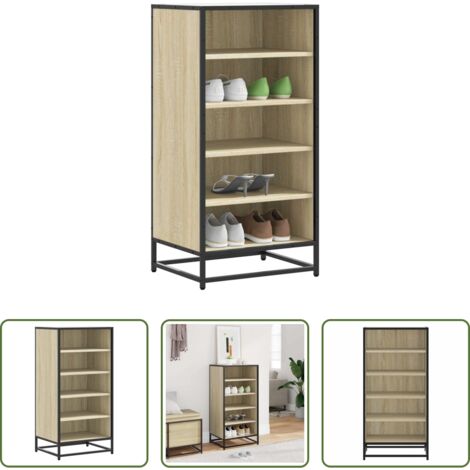 Muebles para zapatos -  Mueble zapatero madera contrachapada roble sonoma 48x38x97,5 cm