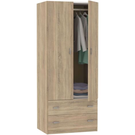 MUEBLES PITARCH Armario 2 Puertas 2 Cajones Roble Cambrian - ref: 6083-AR