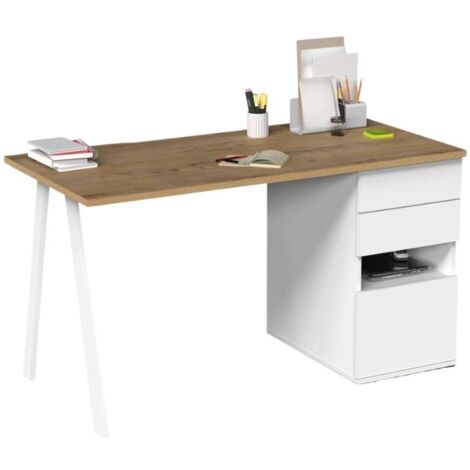 MUEBLES PITARCH Mesa Kiroba Blanco/Roble Gold/pata blanca - ref: 1034-ES