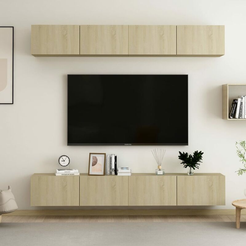 

Muebles TV 4 uds aglomerado color roble Sonoma 100x30x30 cm