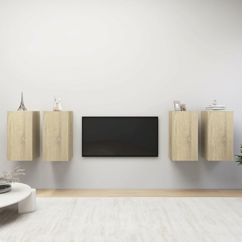 

Muebles TV 4 uds aglomerado color roble Sonoma 30,5x30x60 cm