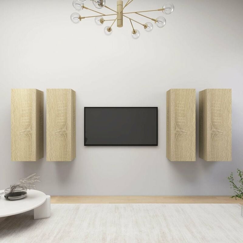 

Muebles TV 4 uds aglomerado color roble Sonoma 30,5x30x90 cm
