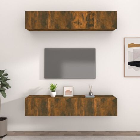 Muebles TV 4 uds madera contrachapada roble ahumado 80x30x30 cm vidaXL