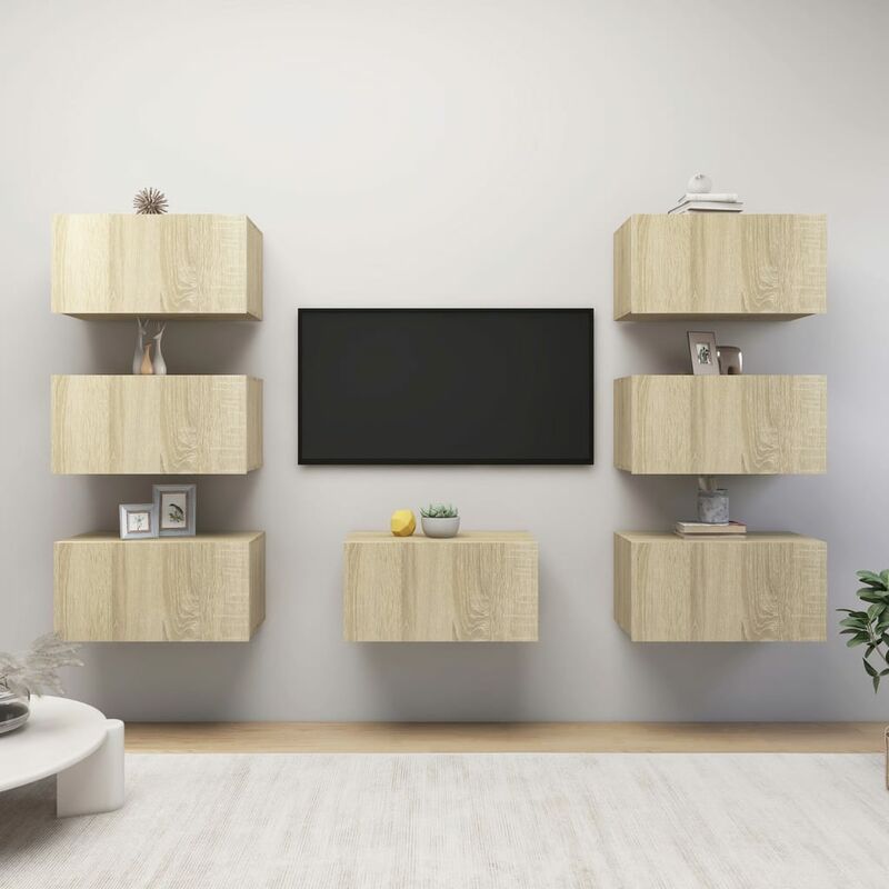 

Muebles TV 7 uds aglomerado color roble Sonoma 30,5x30x60 cm