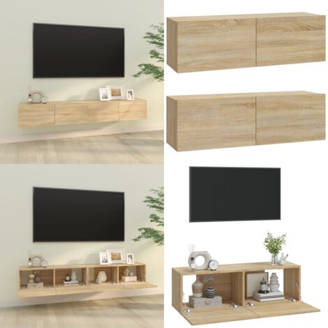 Muebles TV de pared 2 uds madera ingeniería roble 100x30x30 cm - Armario de TV - Muebles de madera