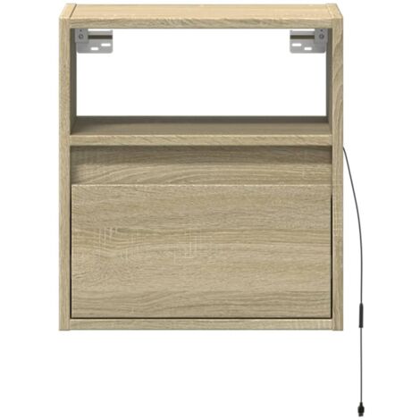 Muebles TV de pared estante multimedia aparador de televisión TV comedor salón dormitorio luces LED 2 piezas roble sonoma 41 x 31 x 45 cm marrón 020029177