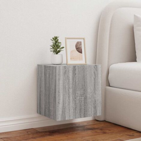 Muebles TV de pared luces LED 2 uds gris 40,5x35x40 cm