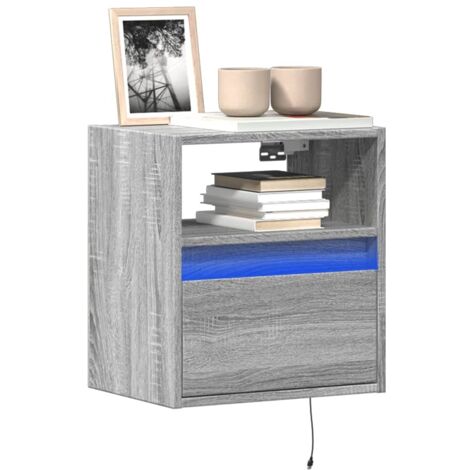 Muebles TV de pared luces LED 2 uds gris 41x31x45 cm