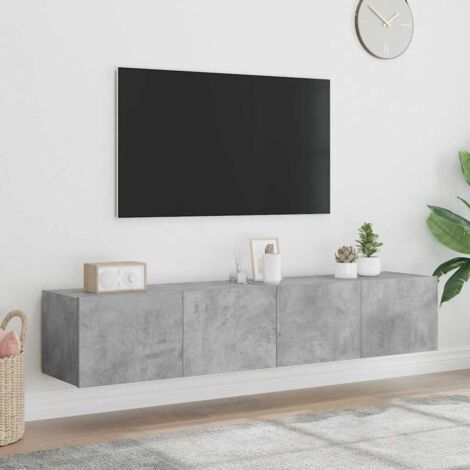 Muebles TV de pared luces LED 2 uds gris hormigón 80x35x31 cm