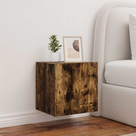 Muebles TV de pared luces LED 2 uds roble ahumado 40,5x35x40 cm