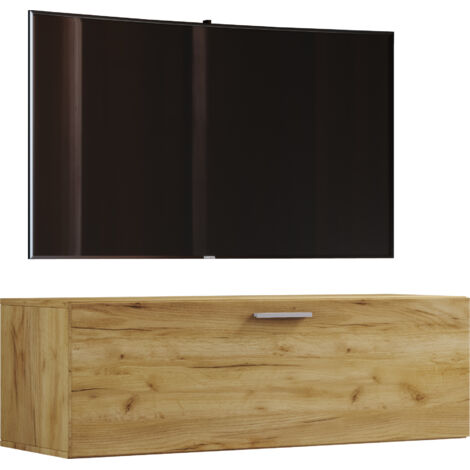Muebles TV VCM  Tablero de pared  Colgante Lowboard  Dimensiones 40 x 115 x T. 36 cm  Gabinete de pared - Fernso (Miel Oak)