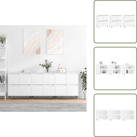 Muebles - vidaXL Aparadores 3 uds madera contrachapada blanco - Decoración