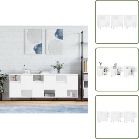 Muebles - vidaXL Aparadores 3 uds madera contrachapada blanco - Decoración