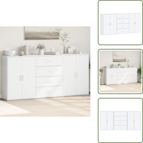 Muebles - vidaXL Aparadores 3 unidades madera de ingeniería blanco 60x31x84 cm - Diseño moderno
