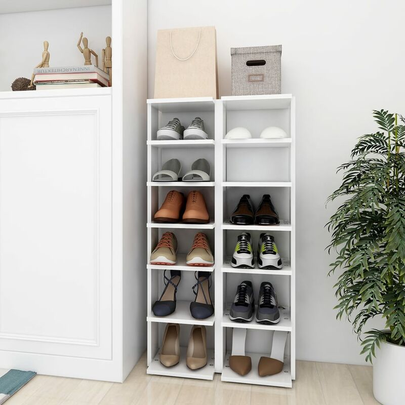 

Muebles zapateros 2 uds aglomerado blanco 25x27x102 cm